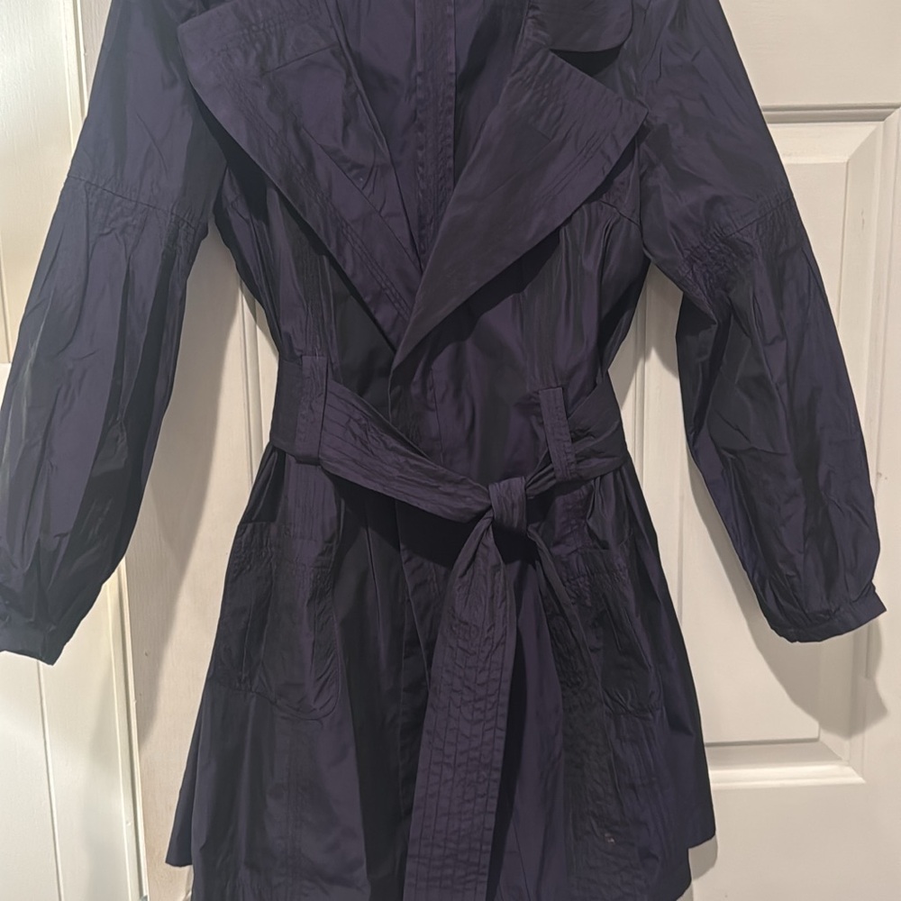 Carlisle Deep Purple Trench Coat and purple sequin under top (xl)